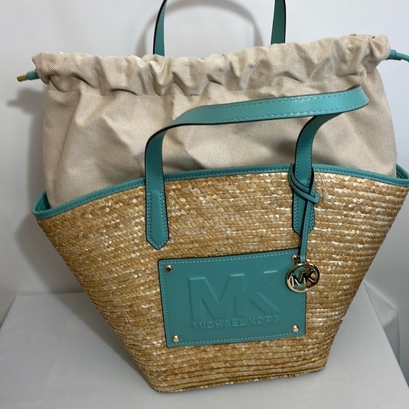 Michael Kors Kimber Large straw string tote shoulder bag - Picture 7 of 9